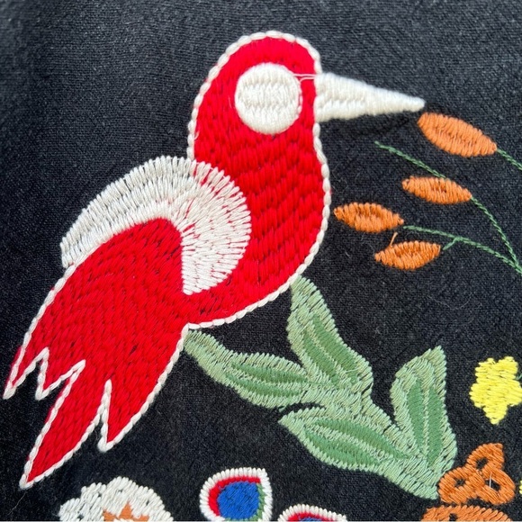 Umgee Embroidered Pom Pom Mini Skirt Boho Chic Large Black GUC - Picture 4 of 9